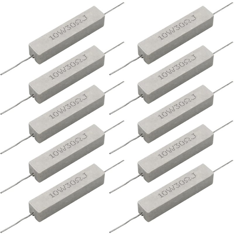 Dimlove Cement Resistor,10 PCS 10w 30 ohm 5% Axial Lead Wire Resistor White Wound Fixed Ceramic Cement Resistors Wirewound Cement Power Resistors Flame Heat Moisture Resistance Precharge Horizontal Resistors - Image 1